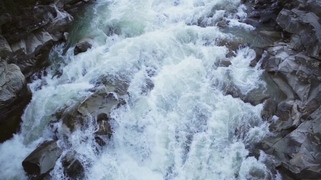 Beautiful landscape: Prut River and waterfall Probiy in Carpathians, Ukraine