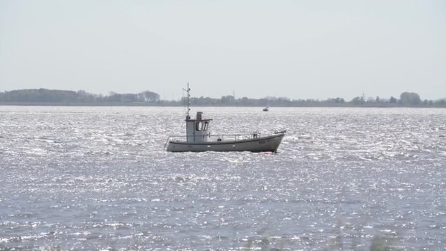 Fischerboot auf der Elbe