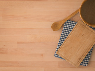 chopping board on wooden background
