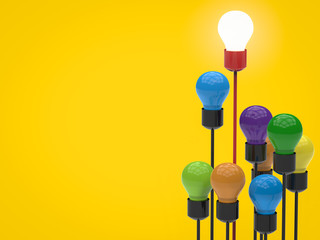 leadership concept with light up lightbulb