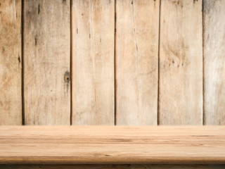 wooden counter top with grunge wood background