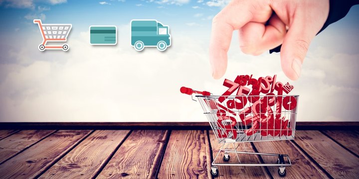 Composite image of digital shopping diagram on a white backgroun - Powered by Adobe