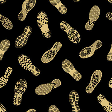Shoe tracks seamless black pattern - Illustration


Highly detailed footprints background