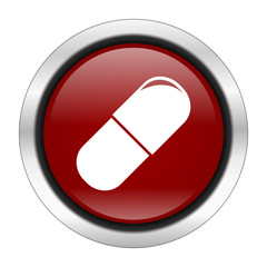 Pharmacy red glossy vector icon