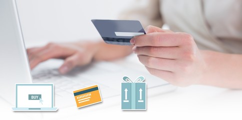 Composite image of digital shopping online diagram on a white ba