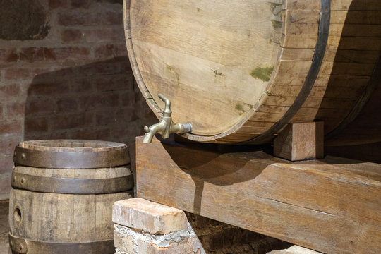 wine barrel with a tap