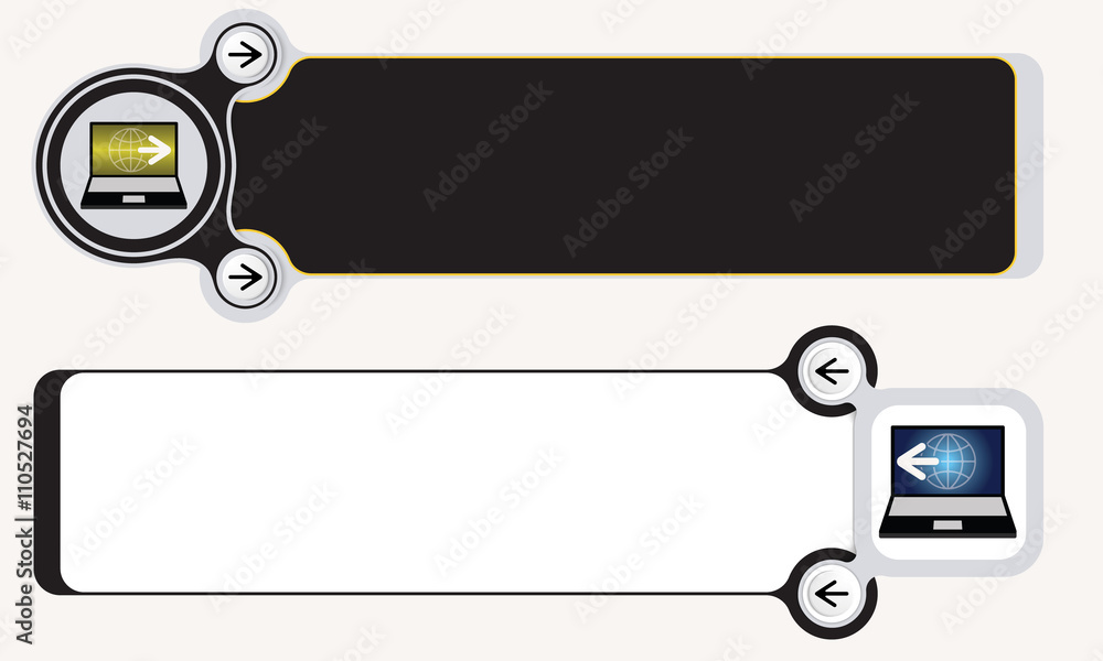 Poster two abstract frames for your text and laptop icon