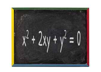 maths formula written on slate board.