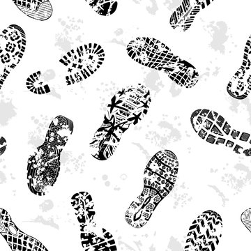 Shoe tracks grunge seamless pattern - Illustration


Highly detailed footprints background