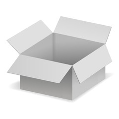 Package box. Open gray cardboard box