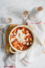 bean with chorizo and eggs