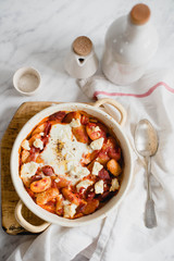 bean with chorizo and eggs