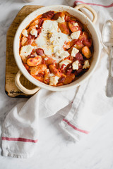 bean with chorizo and eggs