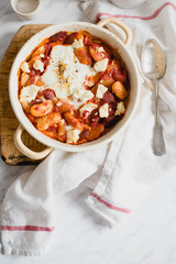 bean with chorizo and eggs