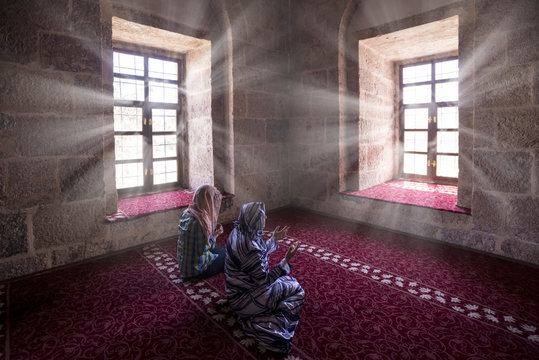 Muslim Women Praying In Mosque
