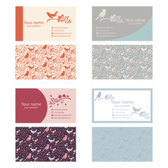 Set of business cards template with nature themes .With birds,br