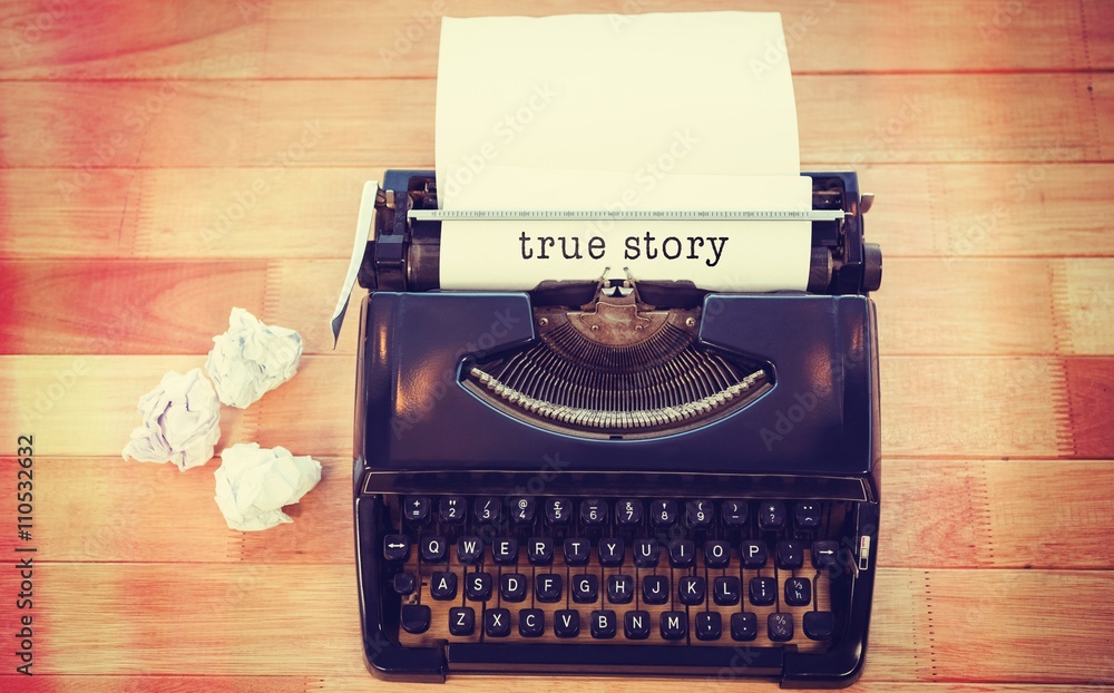 Poster composite image of true story message on a white background