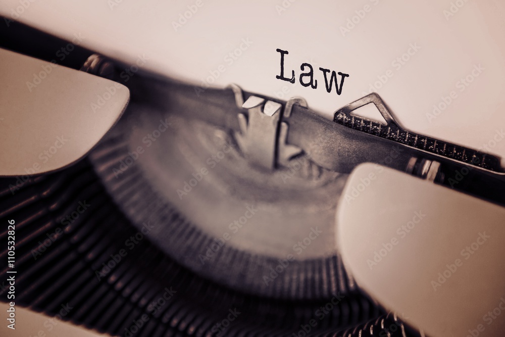 Poster composite image of law message on a white background