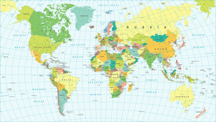 Colored World Map - borders, countries and cities - illustration


Highly detailed colored vector illustration of world map.
