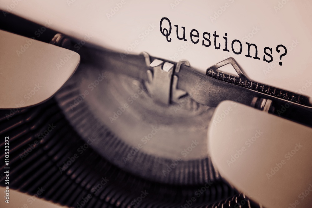 Poster composite image of questions? message on a white background