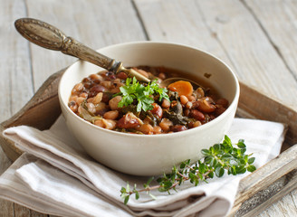 Cooked legumes and vegetables in a bowl