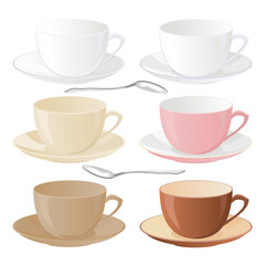 The set of empty cups in different colors.