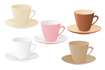 The set of empty cups in different colors.