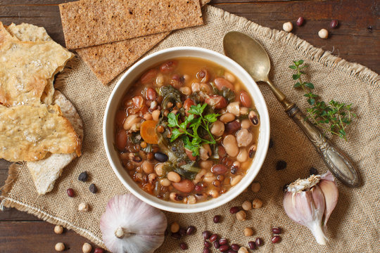 Cooked legumes and vegetables in a bowl