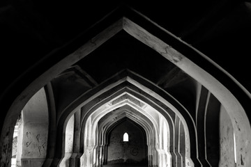 Hampi, India. In black and white.