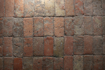 Floor of red old brick