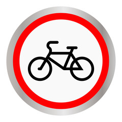 Round icon with a black silhouette of a bicycle. Vector illustration.