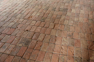 Floor of red old brick