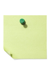 green blank note paper with pushpin