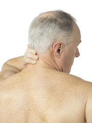 Fototapeta premium old man having a neck pain