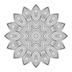 Vector Beautiful Deco Monochrome Contour Mandala
