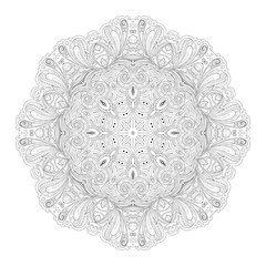 Vector Beautiful Deco Monochrome Contour Mandala