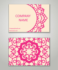 Vector vintage business card set. Beauty designs. Floral mandala