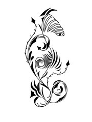 Abstract black and white tattoo ornament, vector illustration