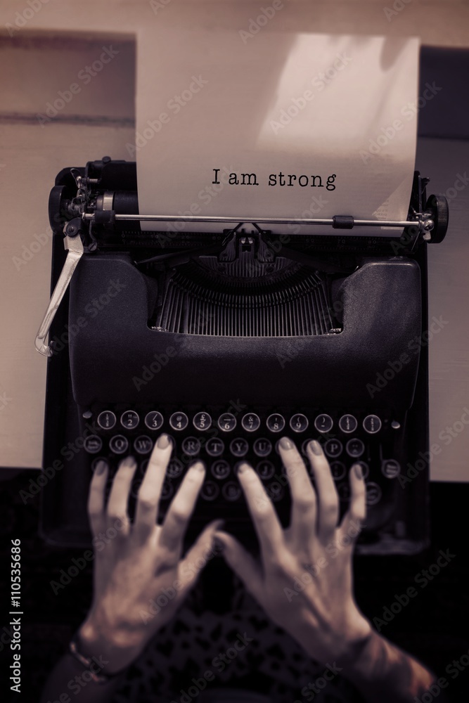 Poster composite image of i am strong message on a white background