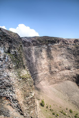 View in the crater of the Vesuvius volcano  in Ercolano near Naples in Italy