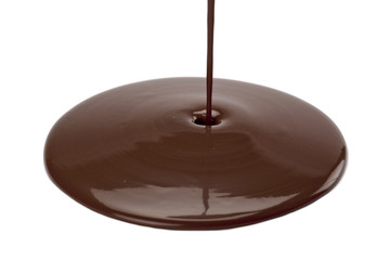 dark chocolate syrup on white.