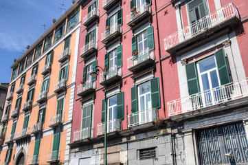 Fototapeta premium Typical facades of the historical center in Naples, Italy