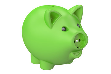 Green piggy bank, 3D rendering
