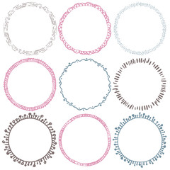 Set of 9 decorative circle border frames.