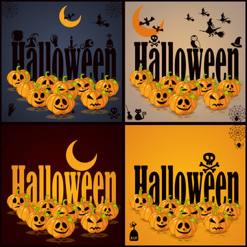 Poster, banner and background for pumpkins Halloween