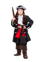 Little boy dressed as pirate