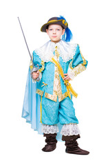 Nice boy posing in musketeer costume