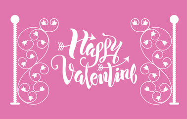 valentine's day poster with letters, arrows, floral frames in wh