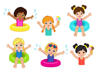 Children's Pool Party isolated on background. Vector Illustration.