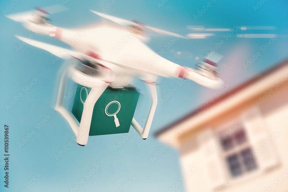 Aufkleber composite image of digital image of a drone holding a cube